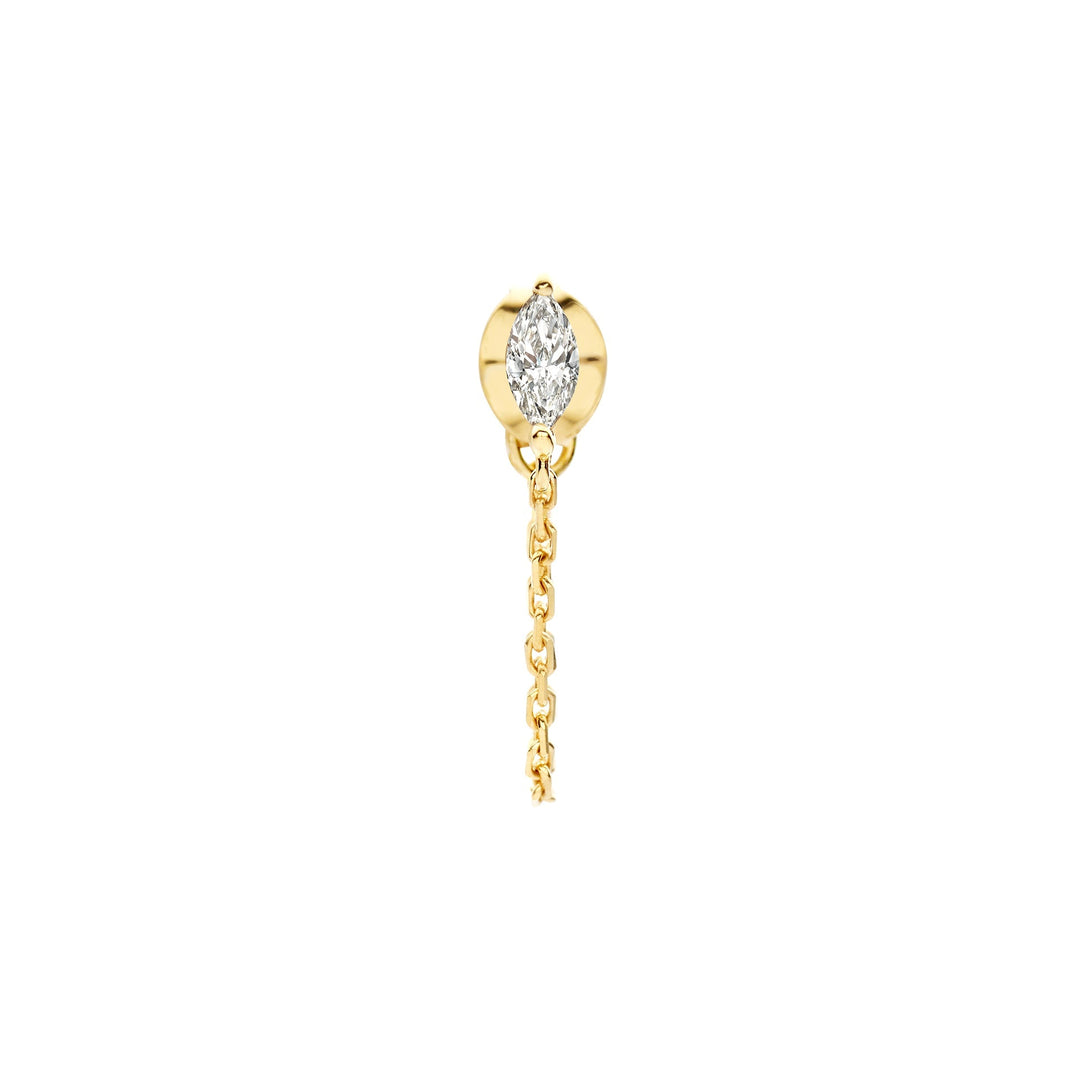 Marquise Lab-Grown Diamond Connector Chain Earrings 0.20 CTW – 2 Stones | Double Piercing Dangle | 10K, 14K, 18K Gold | IGI Certified
