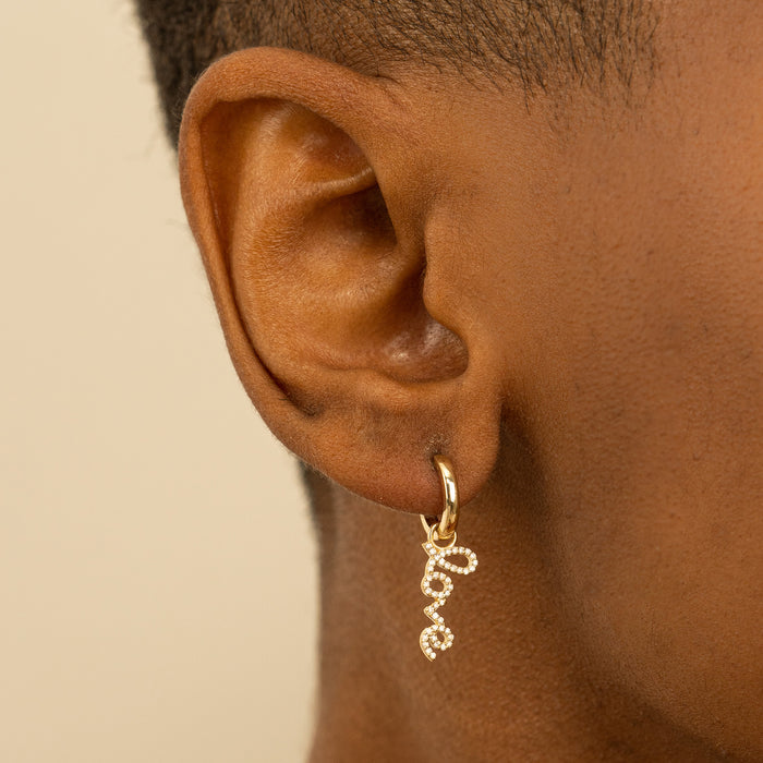 Hoop Huggie Earrings with “LOVE” Dangle 0.23 CTW – 92 Round Lab-Grown Diamonds | 10K, 14K, 18K Gold | IGI Certified