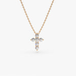 Load image into Gallery viewer, Minimalist Cross Pendant in Lab-Grown Diamonds – IGI Certified
