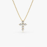 Load image into Gallery viewer, Minimalist Cross Pendant in Lab-Grown Diamonds – IGI Certified, 10K Gold
