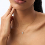 Load image into Gallery viewer, Minimalist Cross Pendant in Lab-Grown Diamonds – IGI Certified, 10K Gold
