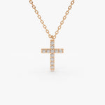 Load image into Gallery viewer, Delicate 0.08 Carat Lab Diamond Cross Pendant in Solid Gold
