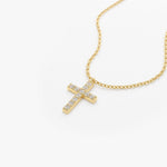 Load image into Gallery viewer, Delicate 0.08 Carat Lab Diamond Cross Pendant in Solid Gold
