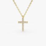 Load image into Gallery viewer, Delicate 0.08 Carat Lab Diamond Cross Pendant in Solid Gold
