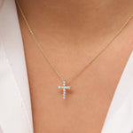 Load image into Gallery viewer, 14K Gold Lab-Grown Diamond Cross Necklace – 0.32 CT Christian Pendant
