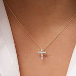 Load image into Gallery viewer, 14K Gold Lab-Grown Diamond Cross Necklace – 0.32 CT Christian Pendant
