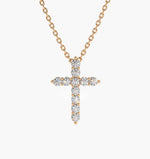 Load image into Gallery viewer, 14K Gold Lab-Grown Diamond Cross Necklace – 0.32 CT Christian Pendant
