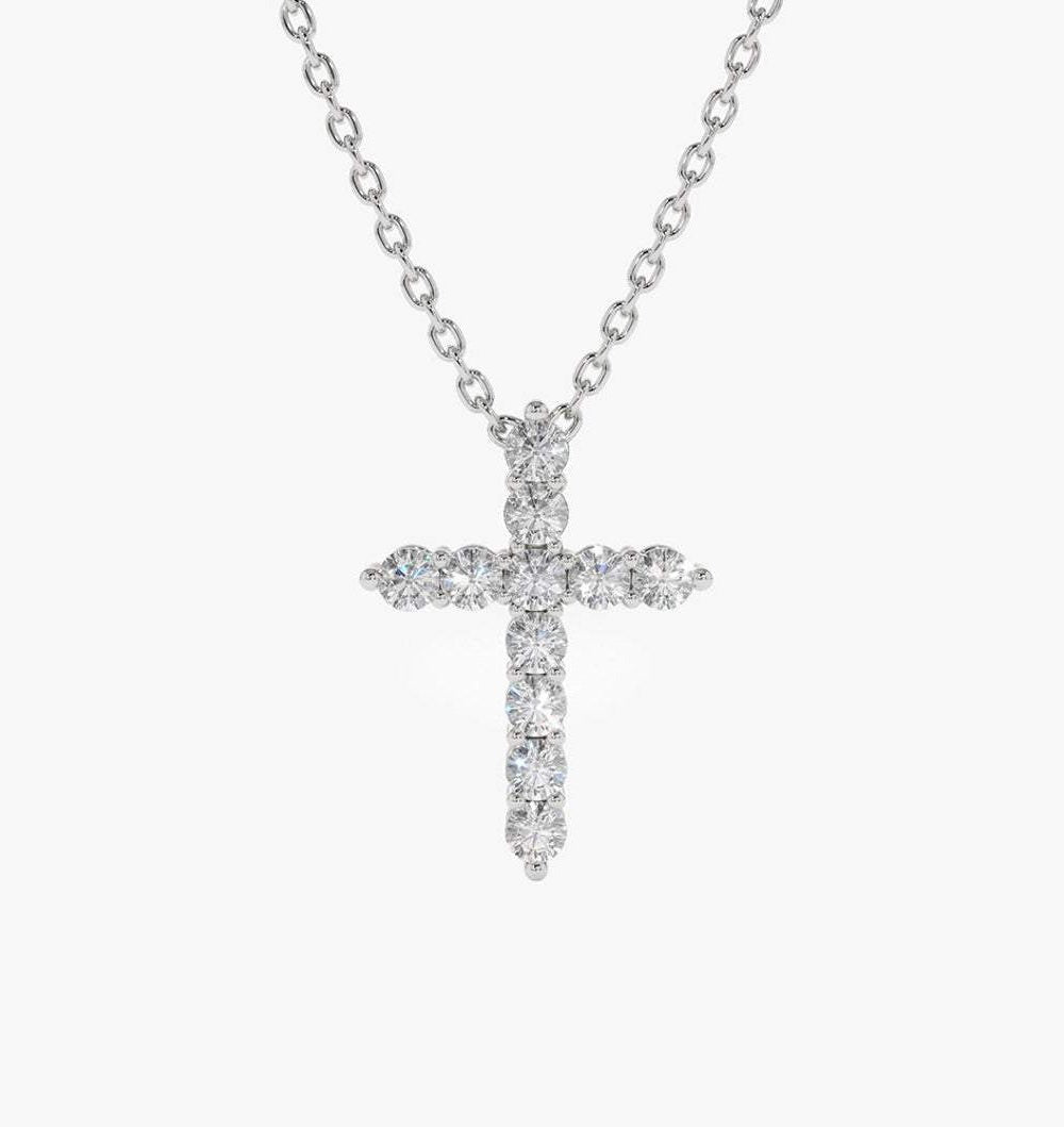 14K Gold Lab-Grown Diamond Cross Necklace – 0.32 CT Christian Pendant