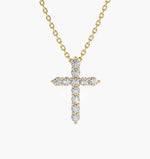 Load image into Gallery viewer, 14K Gold Lab-Grown Diamond Cross Necklace – 0.32 CT Christian Pendant
