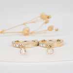 Load image into Gallery viewer, Hoop Earrings with Bezel-Set Round Diamond Dangle 0.28 CTW – 14 Stones | 10K, 14K, 18K Gold | IGI Certified
