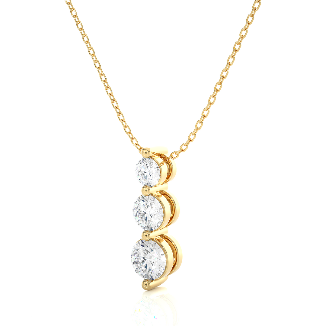 0.84 CT Lab-Grown Diamond Three-Stone Pendant Necklace | Solid Gold | Trio Design