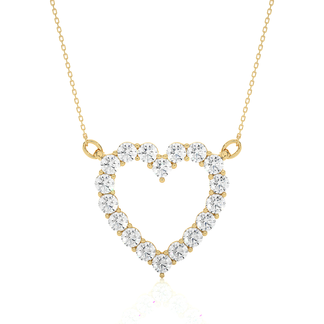0.46 CT Lab-Grown Diamond Heart Pendant Necklace | Round Diamonds | Solid Gold