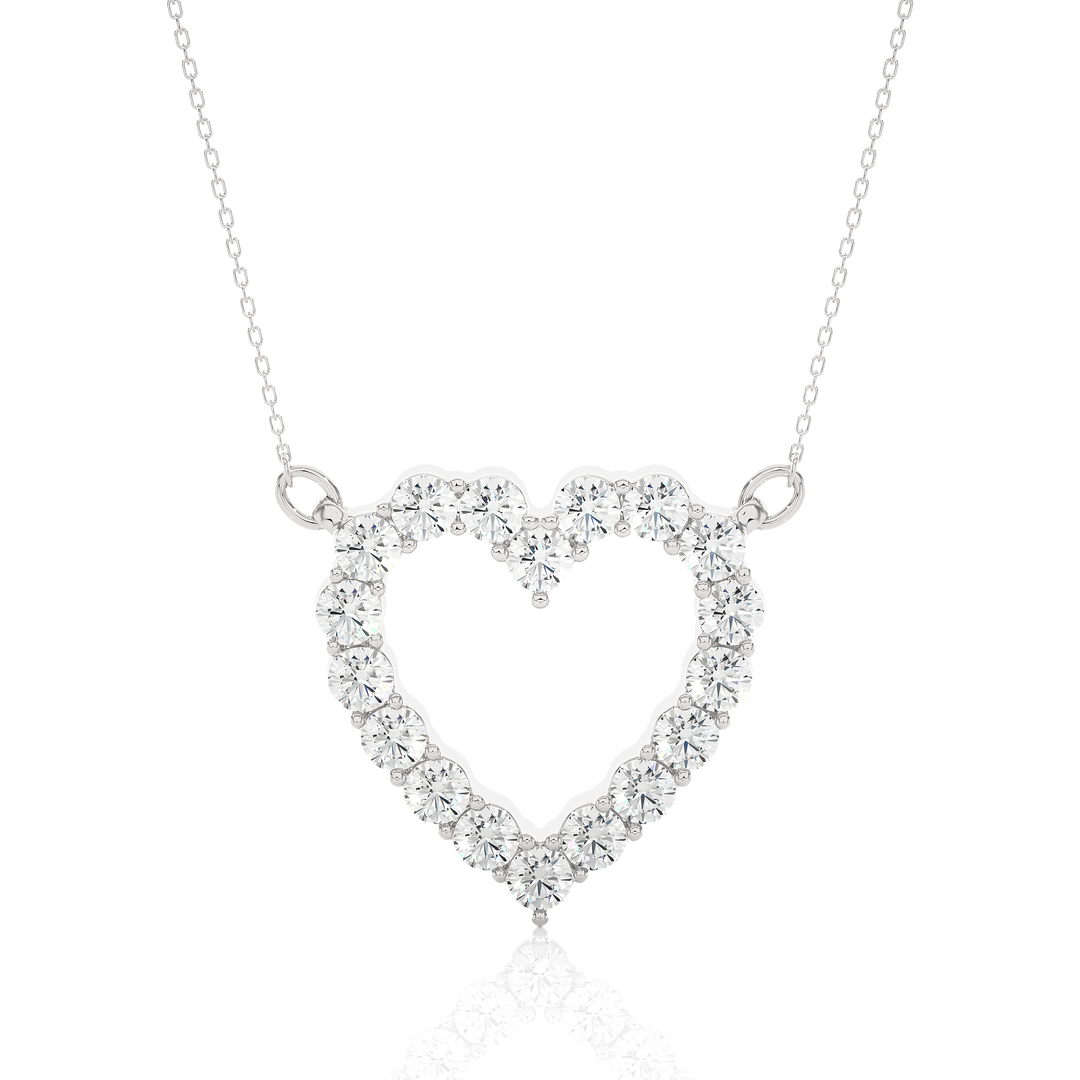 0.46 CT Lab-Grown Diamond Heart Pendant Necklace | Round Diamonds | Solid Gold