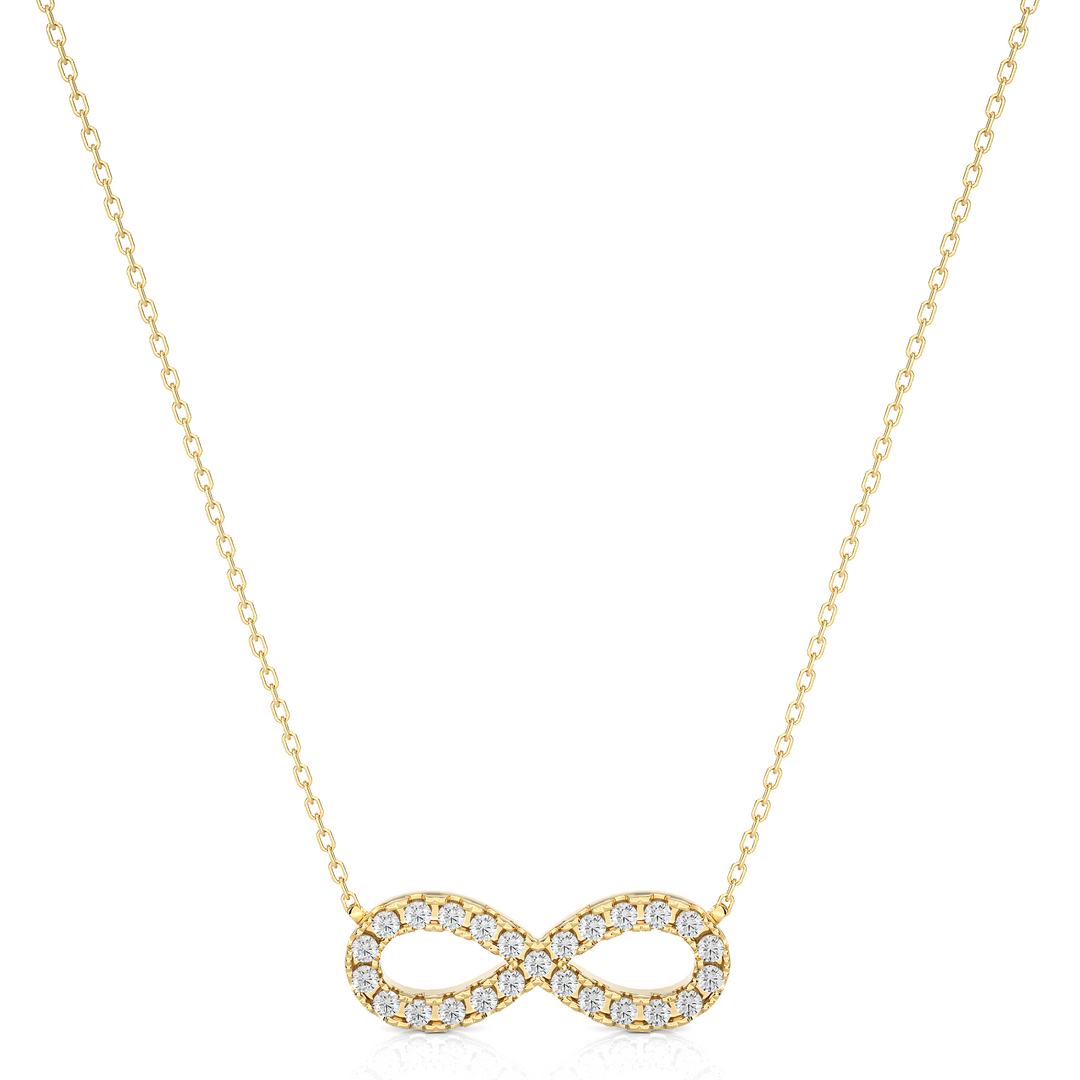 0.39 CT Lab-Grown Diamond Infinity Pendant Necklace | Solid Gold | 25 Round Diamonds