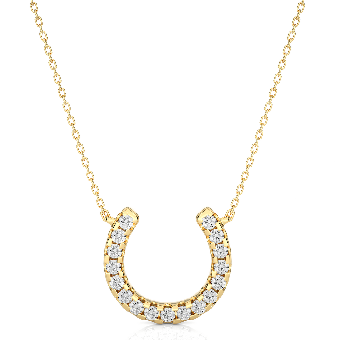 0.26 CT Lab-Grown Diamond U & C Pendant Necklace | Solid Gold | 17 Round Diamonds
