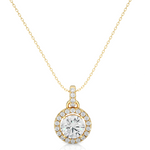 Load image into Gallery viewer, 1.52 CT Lab-Grown Diamond Halo Pendant Necklace | Round Diamonds | Solid Gold
