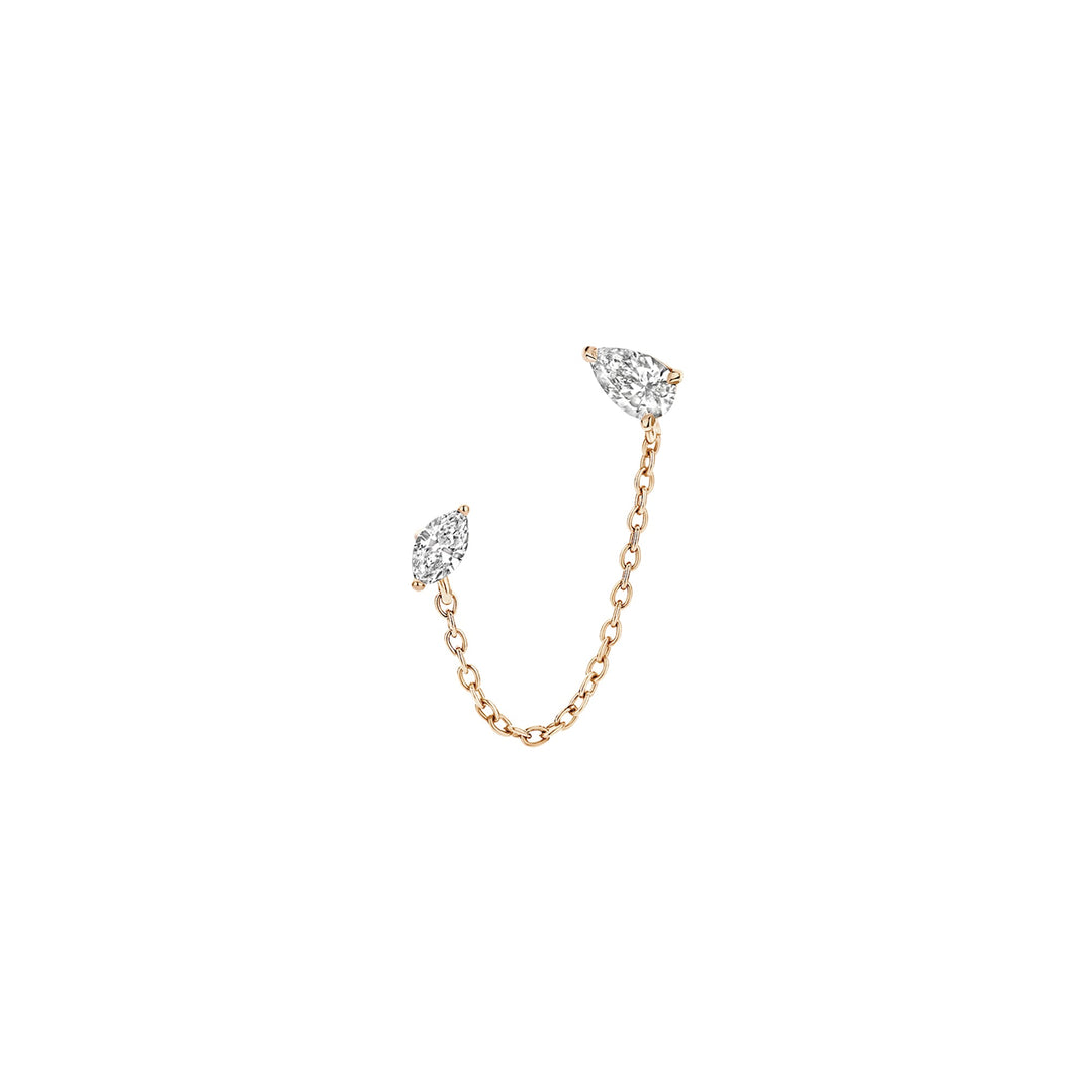 Marquise & Pear Lab-Grown Diamond Convertible Earrings Connector Chain Set 0.60 CTW – 4 Stones | Double Piercing Dangle | 10K, 14K, 18K White, Yellow & Rose Gold | IGI Certified
