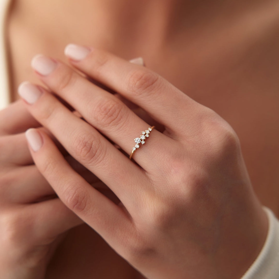 0.23 CT Lab-Grown Cluster Diamond Ring | 9-Stone IGI Certified Design