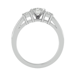 Load image into Gallery viewer, 0.85 CT Round Center with Princess Cut Side Lab Grown Diamond Three Stone Ring | 13 Stone Gold Band
