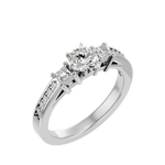 Load image into Gallery viewer, 0.85 CT Round Center with Princess Cut Side Lab Grown Diamond Three Stone Ring | 13 Stone Gold Band
