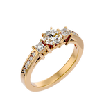 Load image into Gallery viewer, 0.85 CT Round Center with Princess Cut Side Lab Grown Diamond Three Stone Ring | 13 Stone Gold Band
