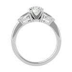 Load image into Gallery viewer, 1.59 CT Round Center with Pear Side Lab Grown Diamond Three Stone Ring | 3 Stone Gold Band
