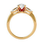 Load image into Gallery viewer, 1.59 CT Round Center with Pear Side Lab Grown Diamond Three Stone Ring | 3 Stone Gold Band
