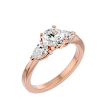 Load image into Gallery viewer, 1.59 CT Round Center with Pear Side Lab Grown Diamond Three Stone Ring | 3 Stone Gold Band
