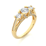 Load image into Gallery viewer, 1.20 Carat Three Stone Round Lab-Grown Diamond Ring | Pavé Side Stone Band
