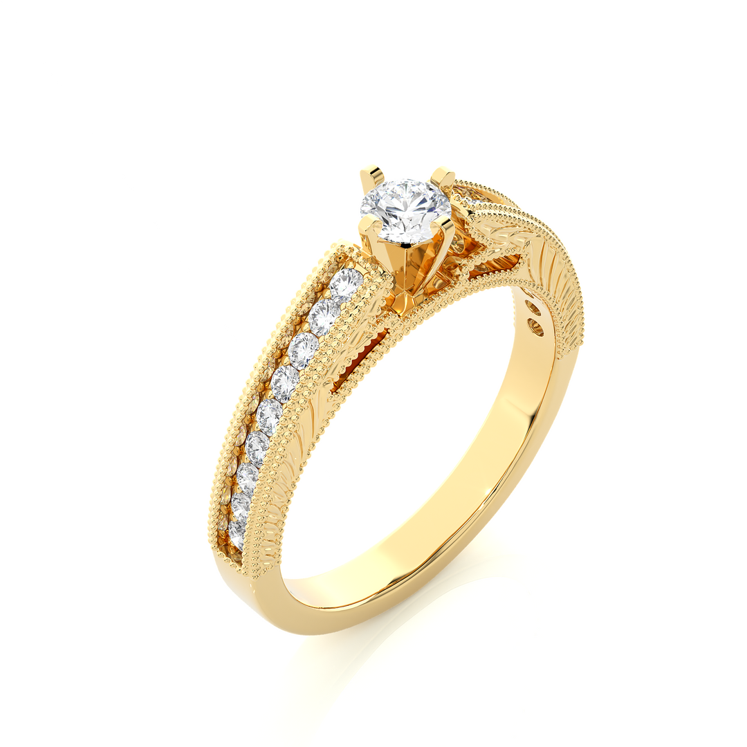 0.48 CTW Round Lab-Grown Diamond Engagement Ring with Milgrain Detailing E-F / VVS-VS