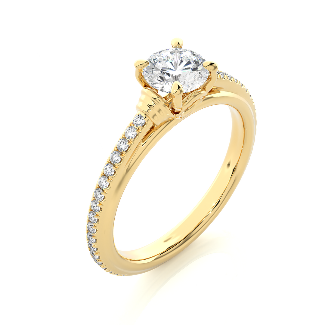 1.26 CTW Round Lab-Grown Diamond Engagement Ring with Rope-Style Sides E-F / VVS-VS