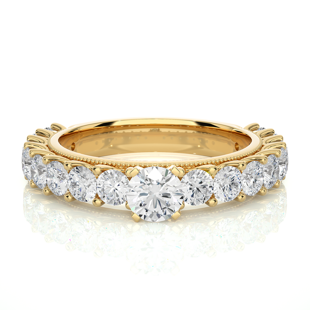 2.53 CTW Round Lab-Grown Diamond Engagement Ring with Milgrain Detailing E-F / VVS-VS