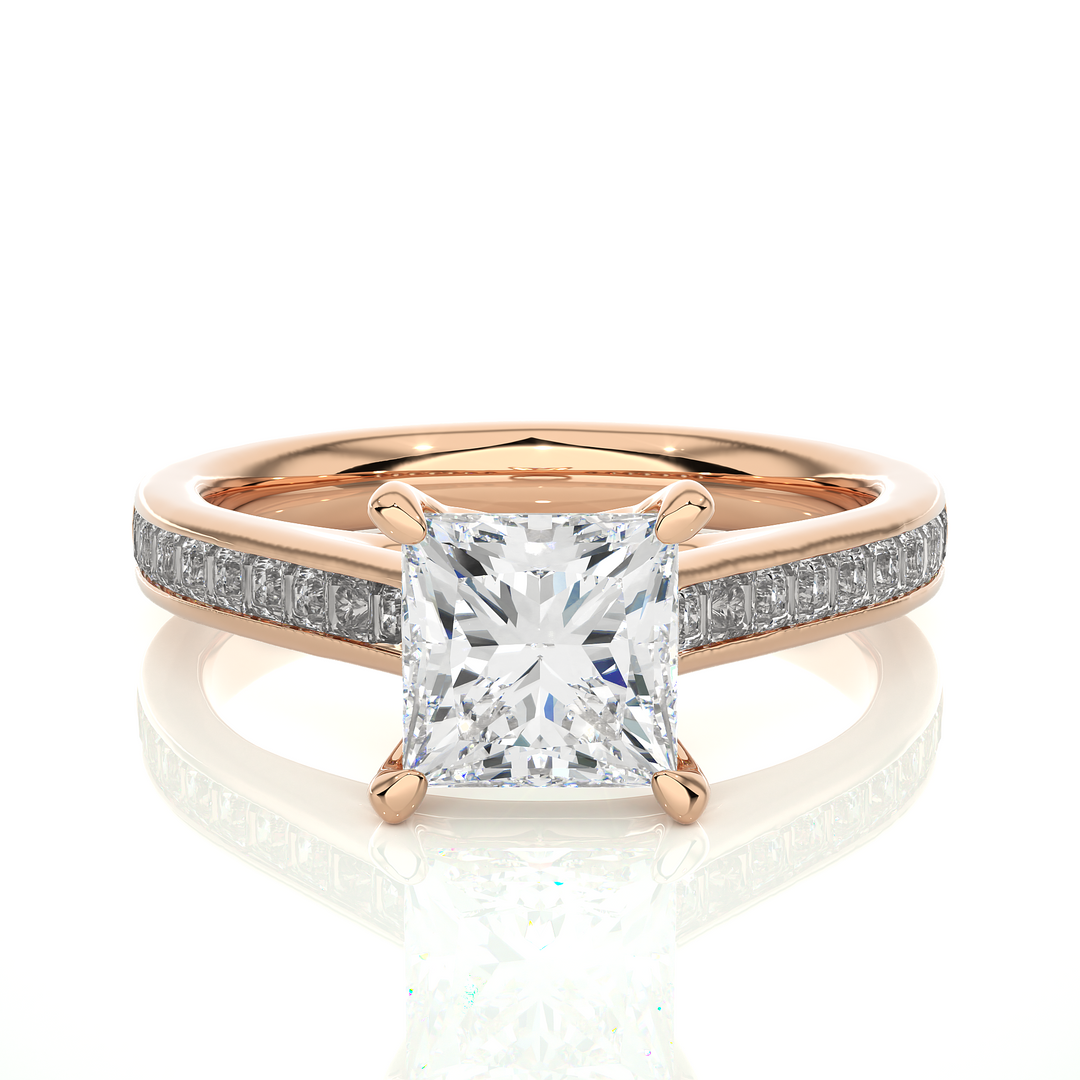 1.95 CTW Princess Cut Lab-Grown Diamond Channel Set Engagement Ring E-F / VVS-VS