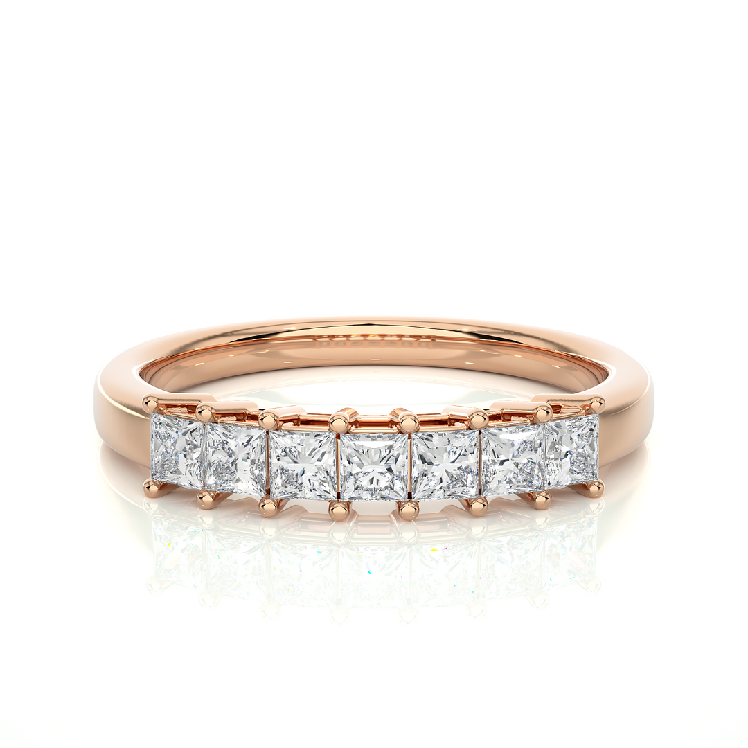 0.50 CT Princess Cut Lab Grown Diamond Prong Set Band  7 Stone IGI Certified