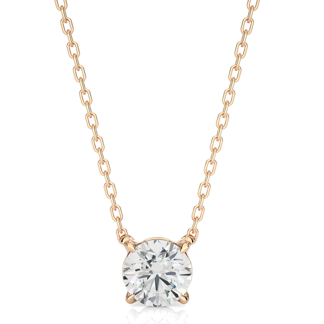 1.03 CT Lab-Grown Diamond Solitaire Pendant Necklace | Round Cut | 4-Prong | Solid Gold