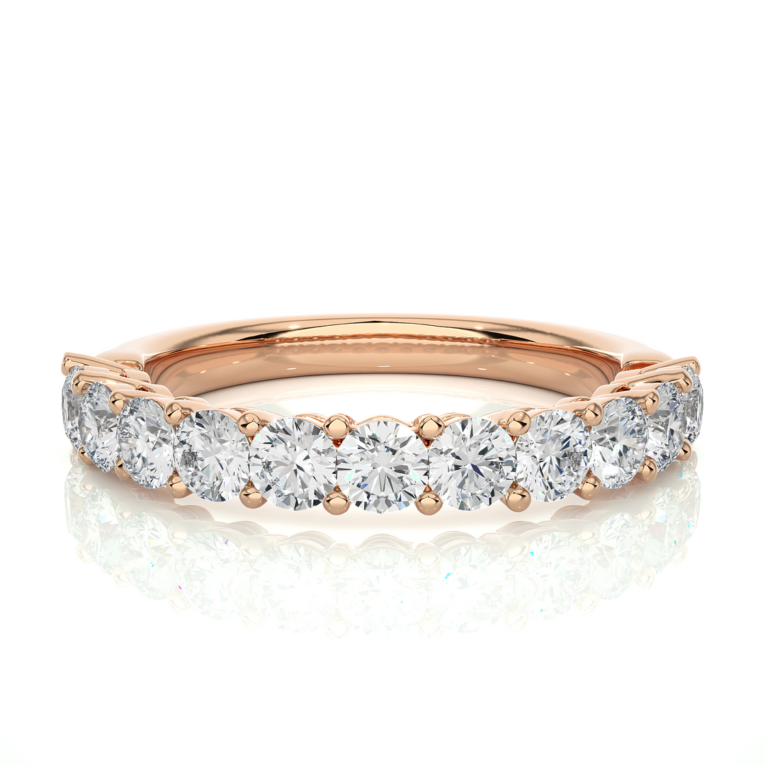 0.60 CT Round Cut Lab Grown Diamond Channel Set Band  11 Stone IGI Certified