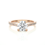 Load image into Gallery viewer, 1.58 CTW Round Lab-Grown Diamond Engagement Ring with Micropave &amp; Prong Set E-F / VVS-VS
