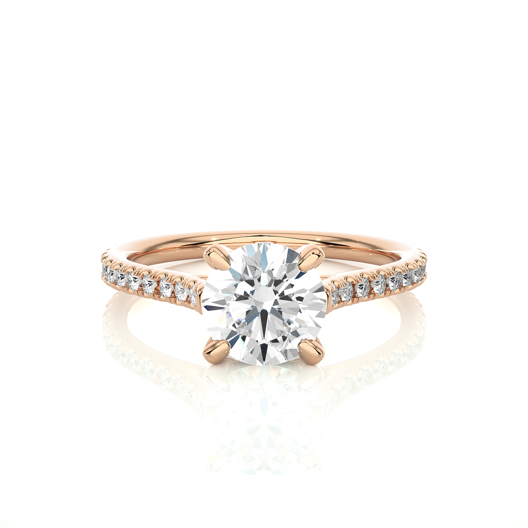 1.58 CTW Round Lab-Grown Diamond Engagement Ring with Micropave & Prong Set E-F / VVS-VS