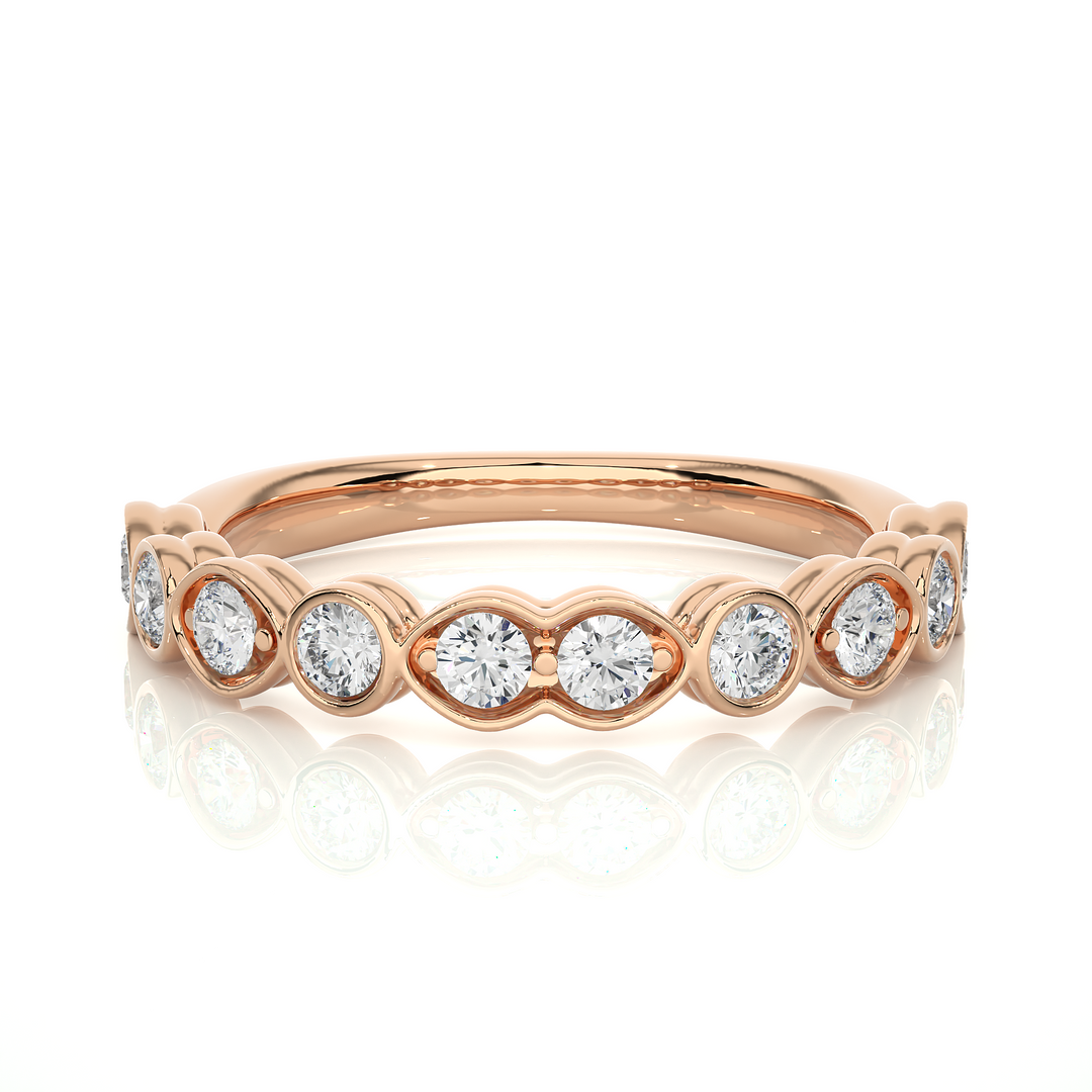 0.69 CT Round Cut Lab Grown Diamond Bezel & Prong Set Band  10 Stone IGI Certified