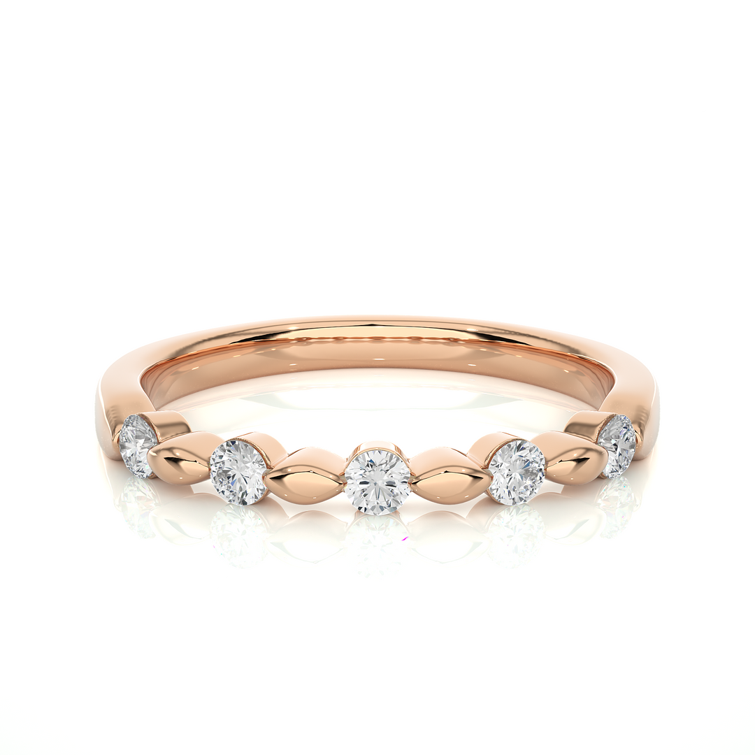 0.26 CT Round Cut Lab Grown Diamond Marquise-Style 5 Stone Ring  IGI Certified