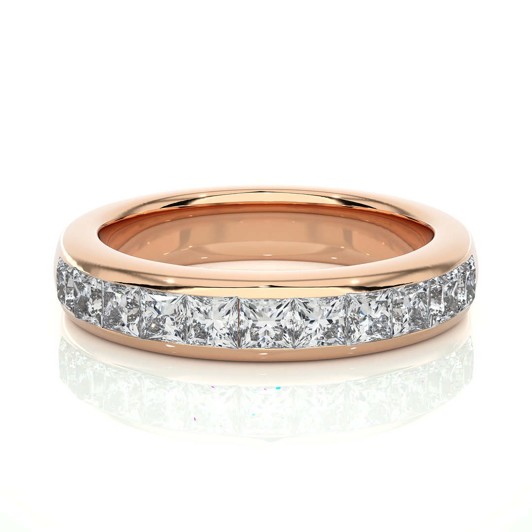 1.07 CT Princess Cut Lab Grown Diamond Channel Set Band  11 Stone IGI Certified