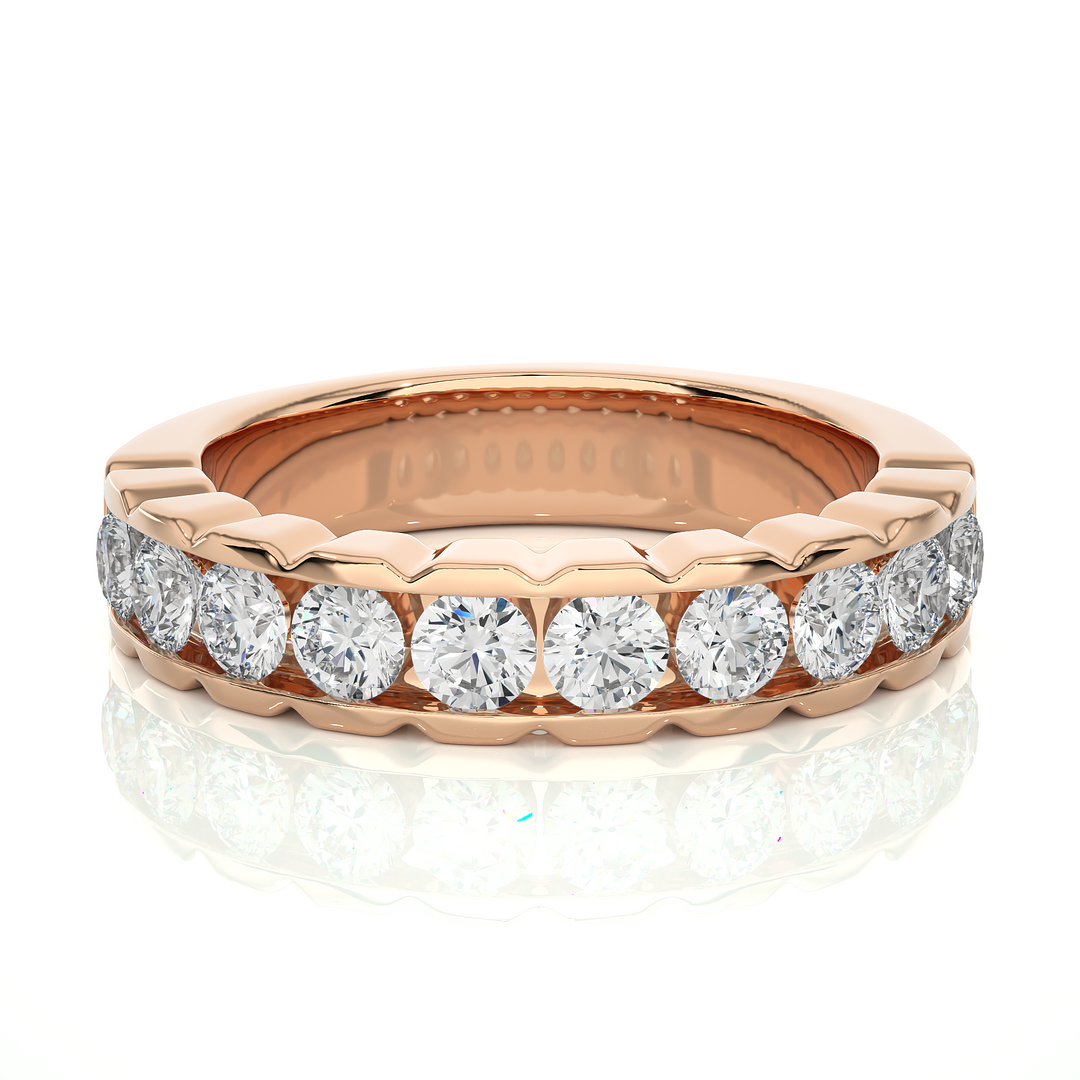 1.01 CT Round Cut Lab Grown Diamond Bold Channel Set Band  10 Stone IGI Certified