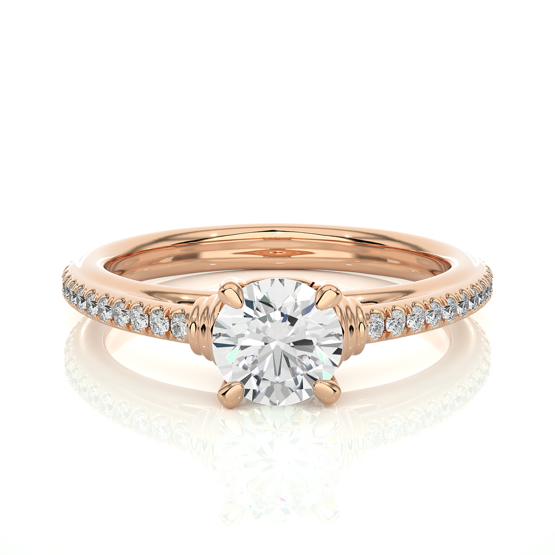 1.26 CTW Round Lab-Grown Diamond Engagement Ring with Rope-Style Sides E-F / VVS-VS