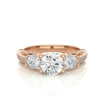 Load image into Gallery viewer, 1.98 CT Round Center with Round Side Lab Grown Diamond Three Stone Ring | 49 Stone Gold Band

