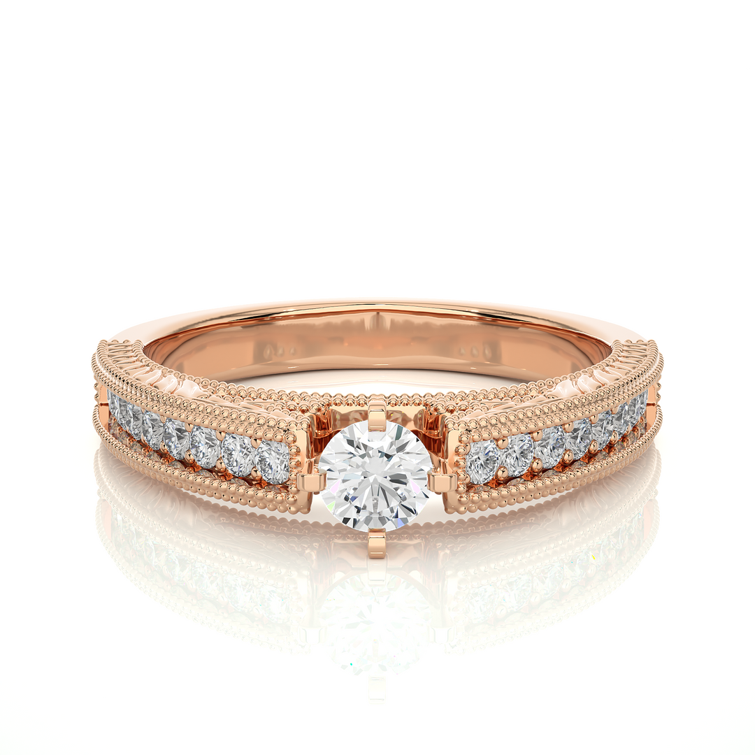 0.48 CTW Round Lab-Grown Diamond Engagement Ring with Milgrain Detailing E-F / VVS-VS
