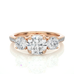 Load image into Gallery viewer, 1.80 CT Round Center with Round Side Lab Grown Diamond Three Stone Ring | 19 Stone Gold Band
