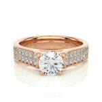 Load image into Gallery viewer, 1.29 CTW Round Lab-Grown Diamond Engagement Ring with Two-Row Pave Set E-F / VVS-VS
