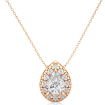 Load image into Gallery viewer, 0.80 CT Lab-Grown Diamond Halo Pendant Necklace | Pear &amp; Round Diamonds | Solid Gold
