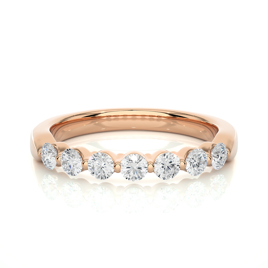 0.52 CT Round Cut Lab Grown Diamond Bar Set Band  7 Stone IGI Certified
