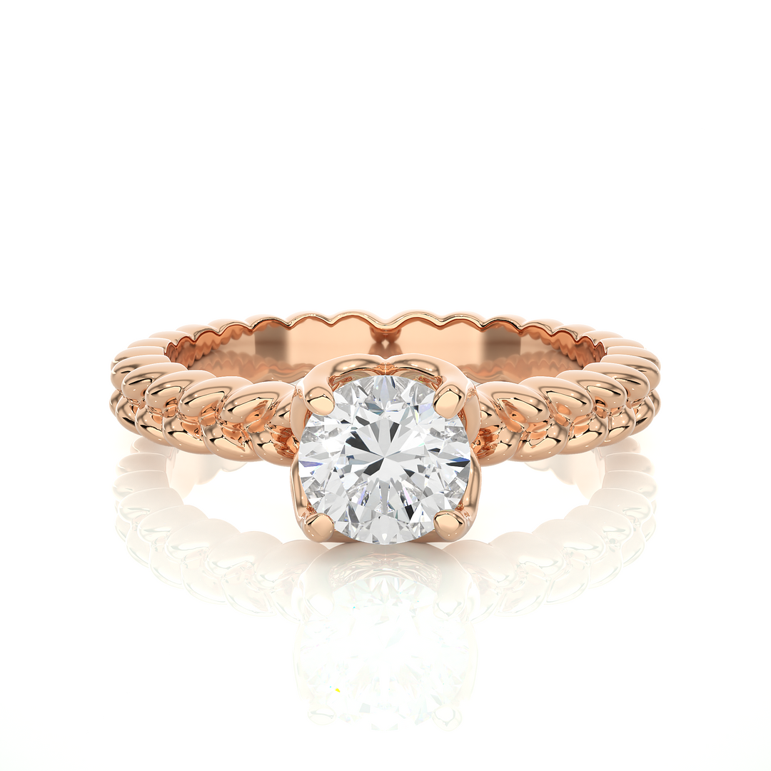 0.98 CT Round Lab Grown Diamond Solitaire Engagement Ring | Gold Band